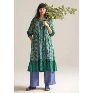 “Suzani” woven dress in organic cotton mint